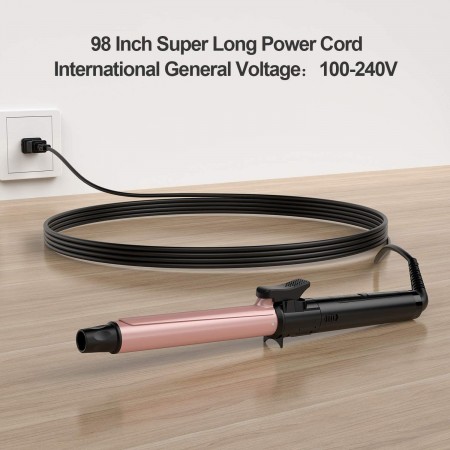 Mighty Rock Curling Iron with Ceramic Coating Barrel, 30s Fast Heating Hair Curler with 360 Degree Revolving Hairpin, 5 Adjustable Temperature Setting 1.1 Inch Hair Curling Wand for All Hair Types